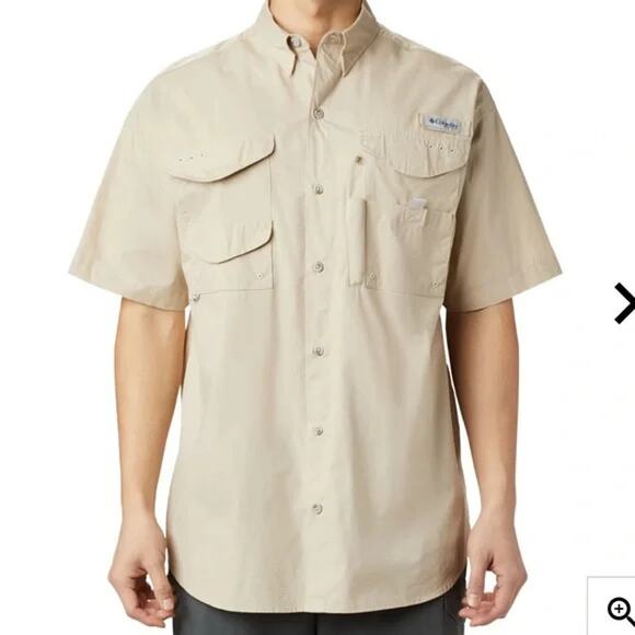 Columbia White Short Sleeve Button Down Shirt Men's Size XXL - Picture 1 of 10